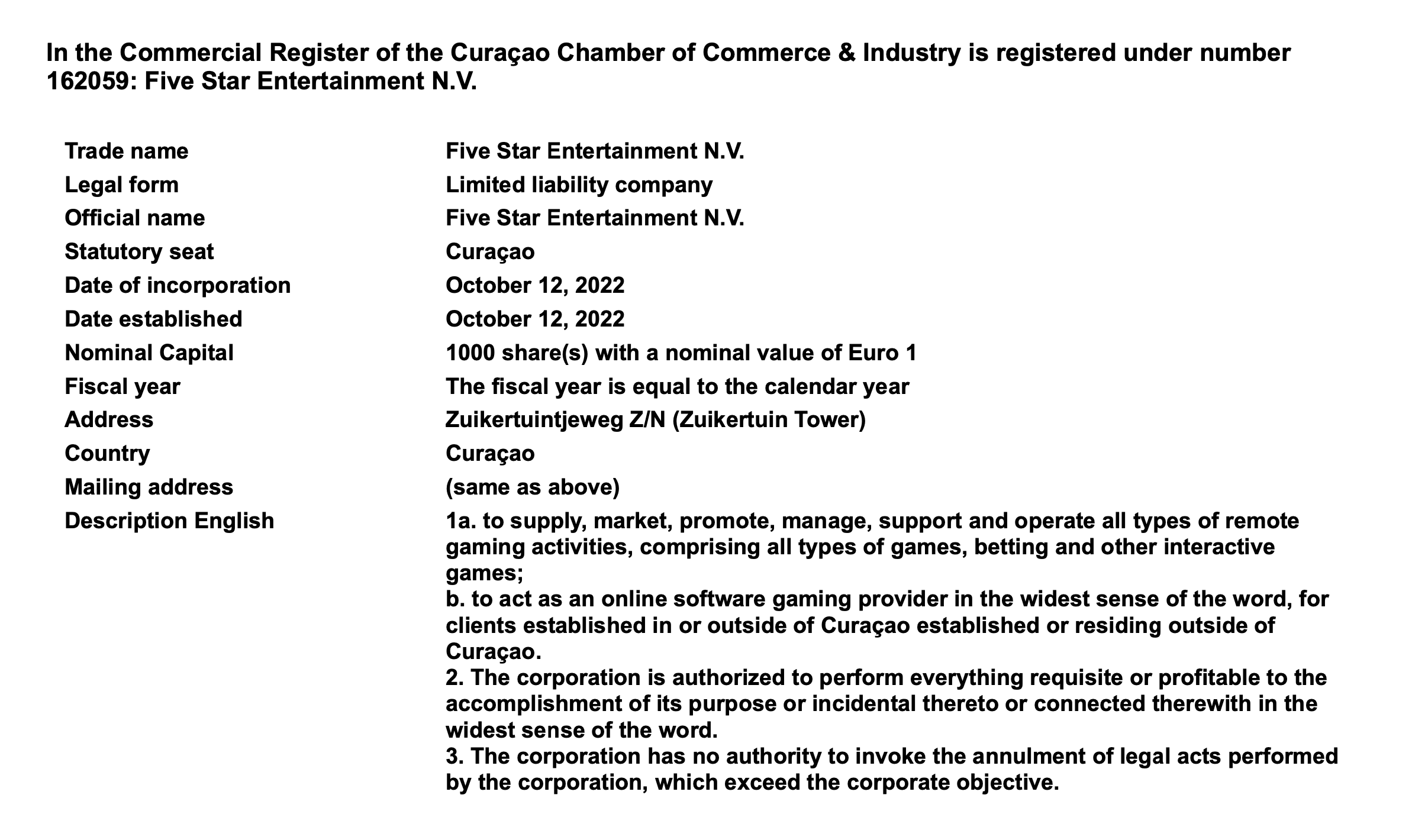 crazybet company registration